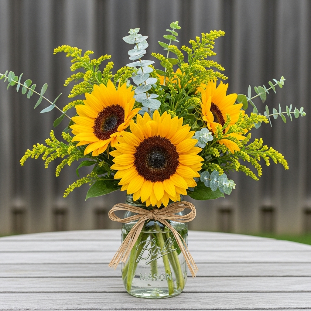 Centro de mesa con girasoles