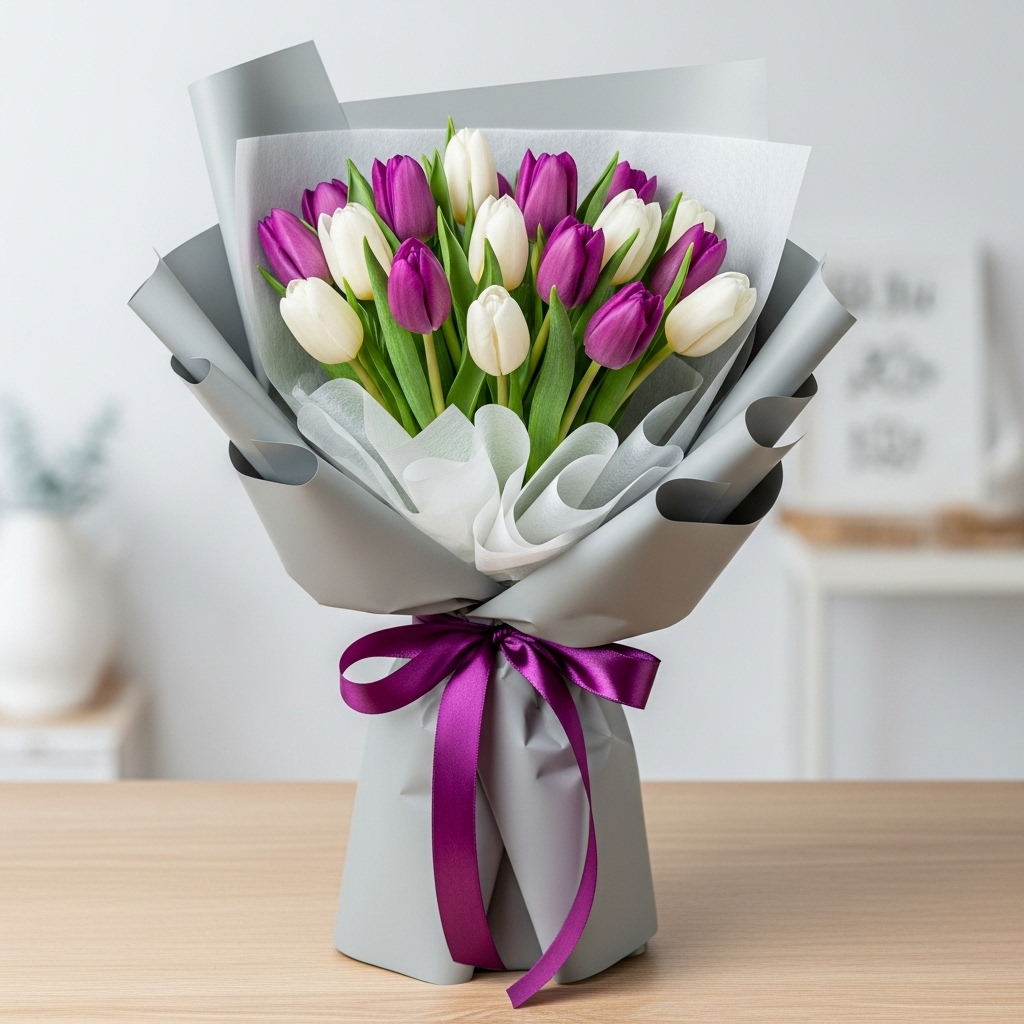 Ramo con tulipanes morados